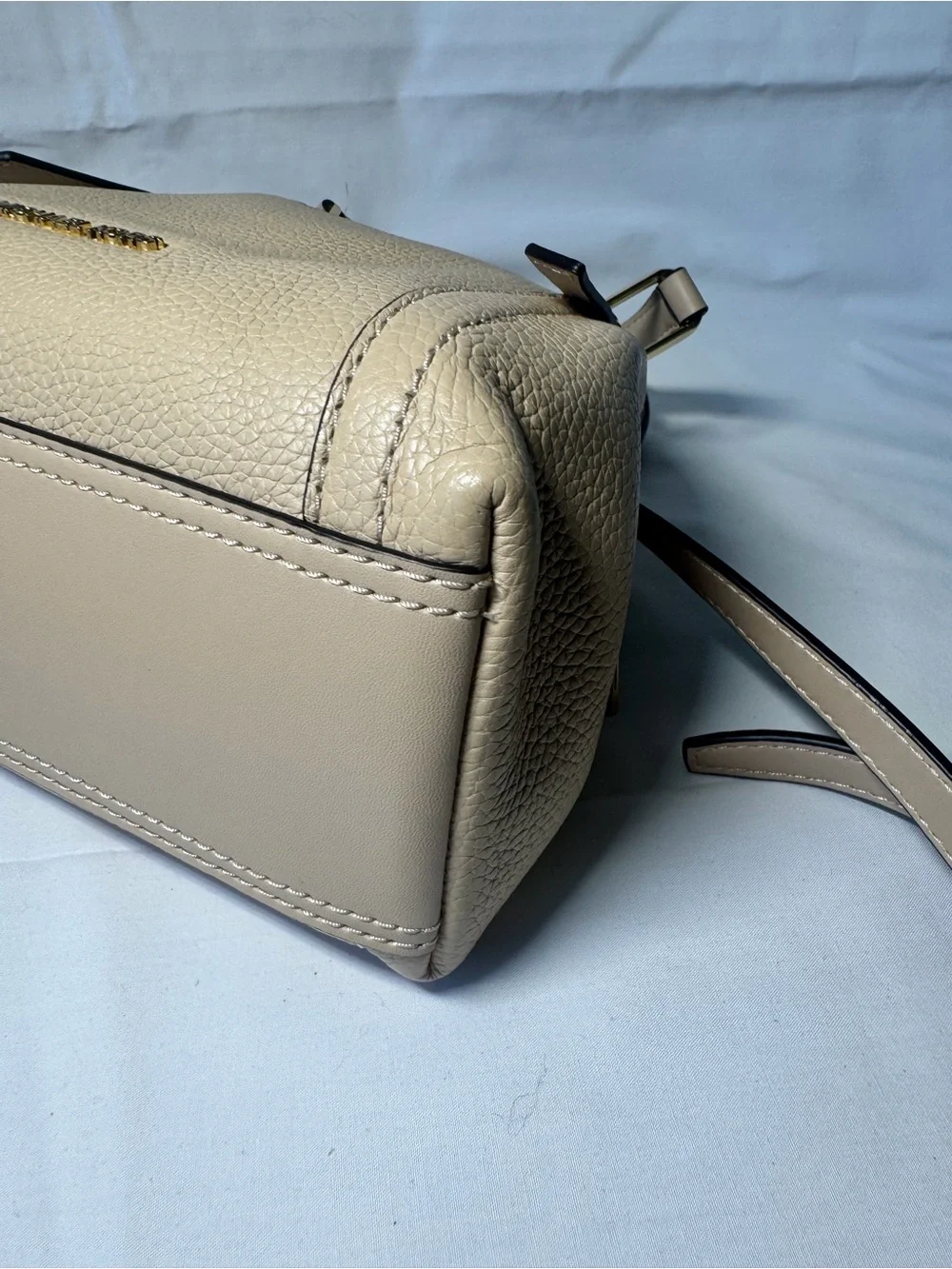 Michael Kors Taupe Pebbled Leather Shoulder Bag with Gold Hardware